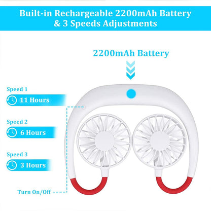 NeckBAND Fan- Rechargeable Portable Neck Fan with 3 Level Fan Speed